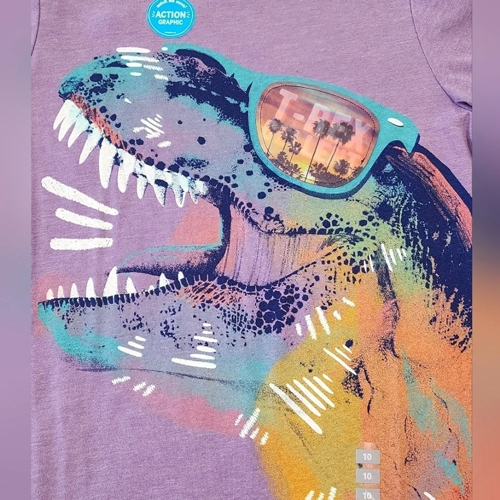 Carter's Dinosaur Graphic T-Shirt Purple Short Sleeve NWT Boys Size 10